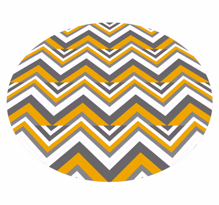 Tapete circular em zigue-zague cinza amarelo e branco - TenStickers