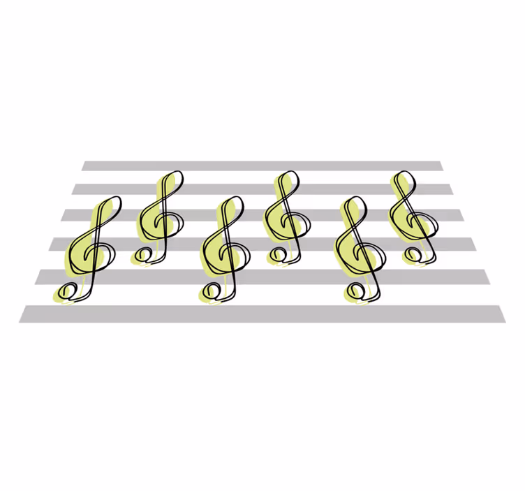 Tapete vinílico às risca padrão de notas musicais - TenStickers