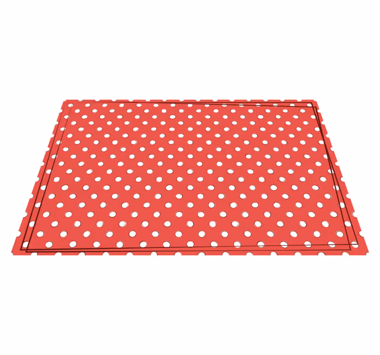 Branco retro bolinhas com fundo vermelho tapete de vinil - TenStickers