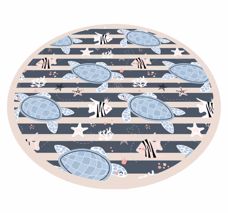 Ladrilho de piso com padrão náutico tartarugas e riscas - TenStickers