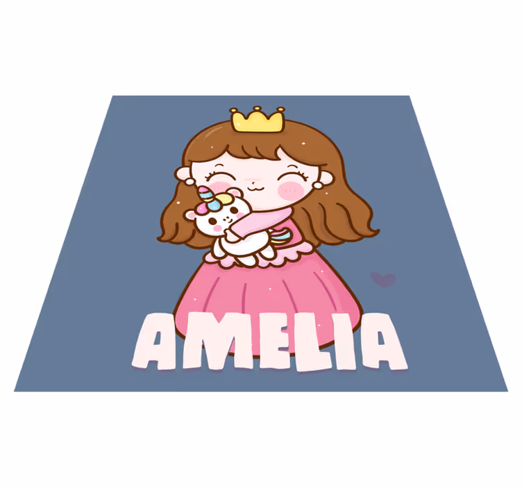 Princesa fofa com tapete personalizado vestido rosa - TenStickers