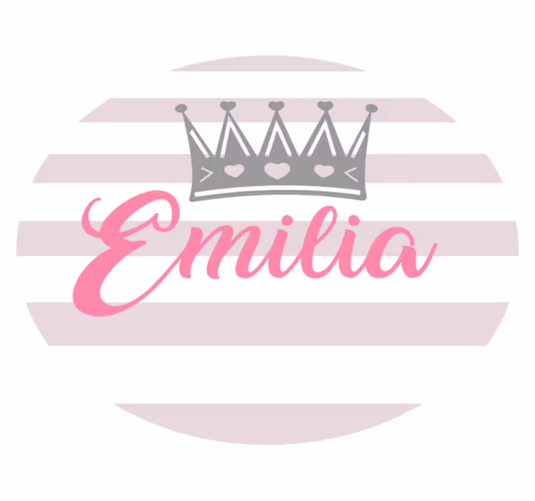 Coroa de prata com tapete personalizado com nome rosa - TenStickers