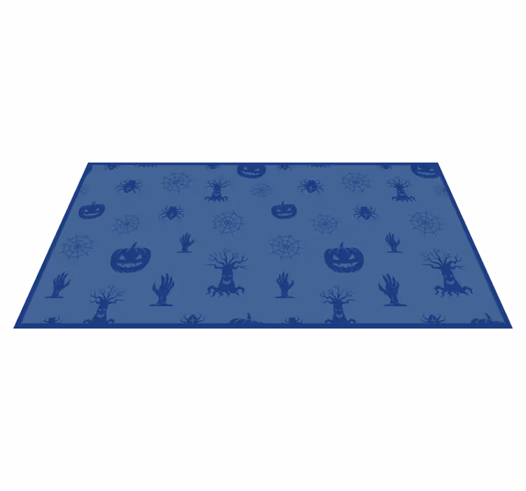tapete em vinil retangular azul com personagens de halloween - TenStickers