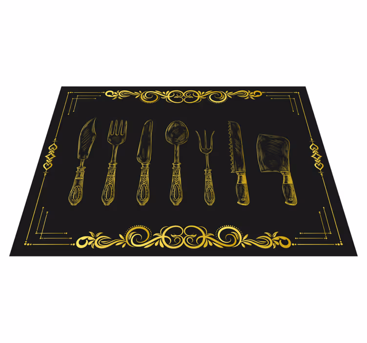 Ouro vintage em ladrilhos de cozinha pretos - TenStickers