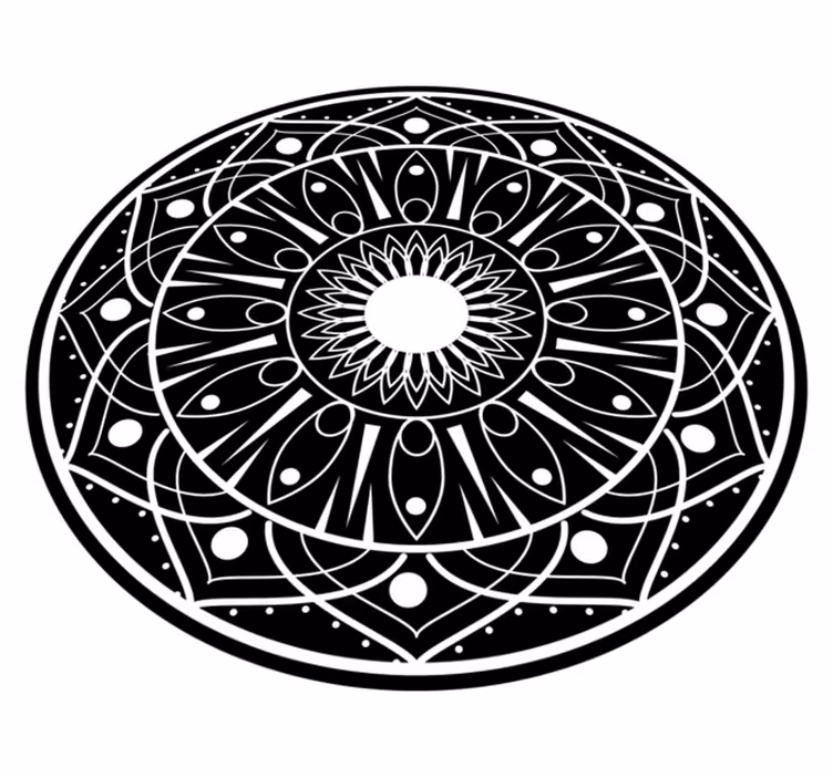 Tapete de vinil mandala com padrão de linhas preto e branco - TenStickers