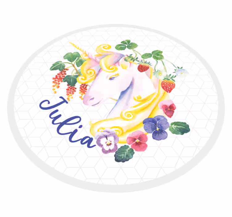 Tapete personalizado hexagonal com cabeça de unicórnio - TenStickers
