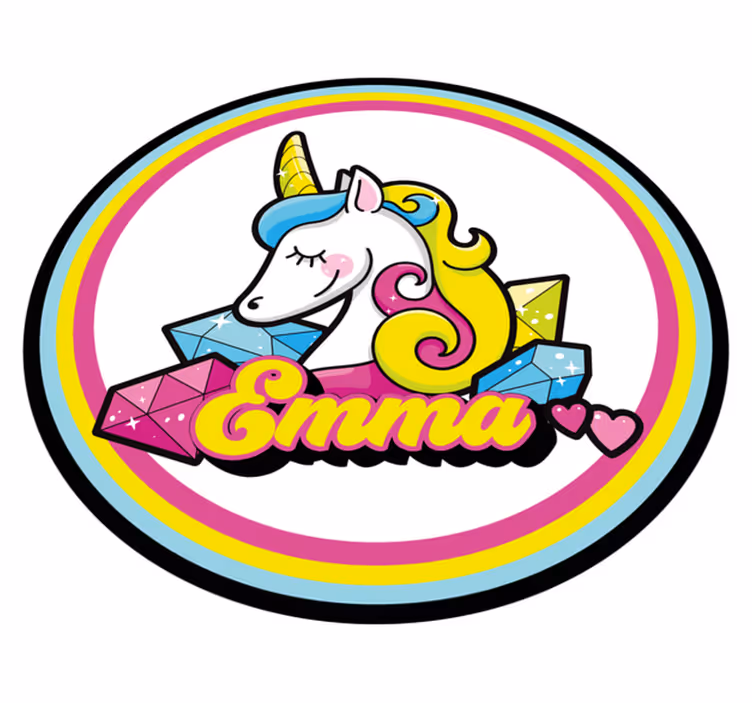 Lindo tapete personalizado de unicórnio de diamante - TenStickers