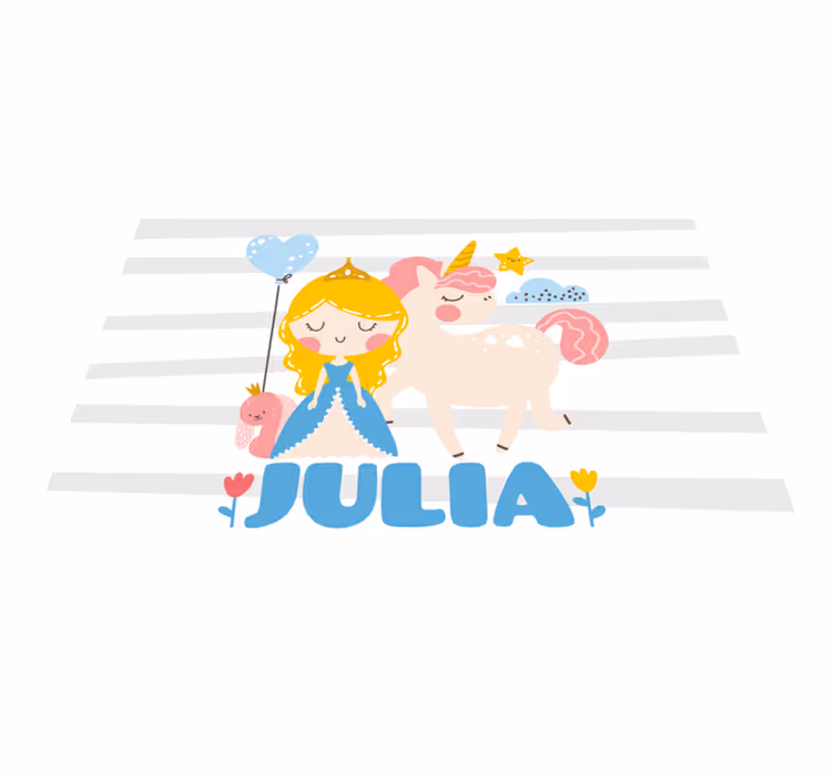 Cartoon príncipes e tapete personalizado unicórnio - TenStickers