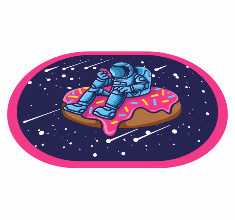 Tapete vinílico juvenil astronauta em donut - TenStickers