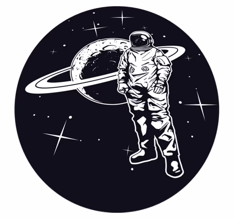 Desenho de astronauta com tapete de quarto planeta - TenStickers