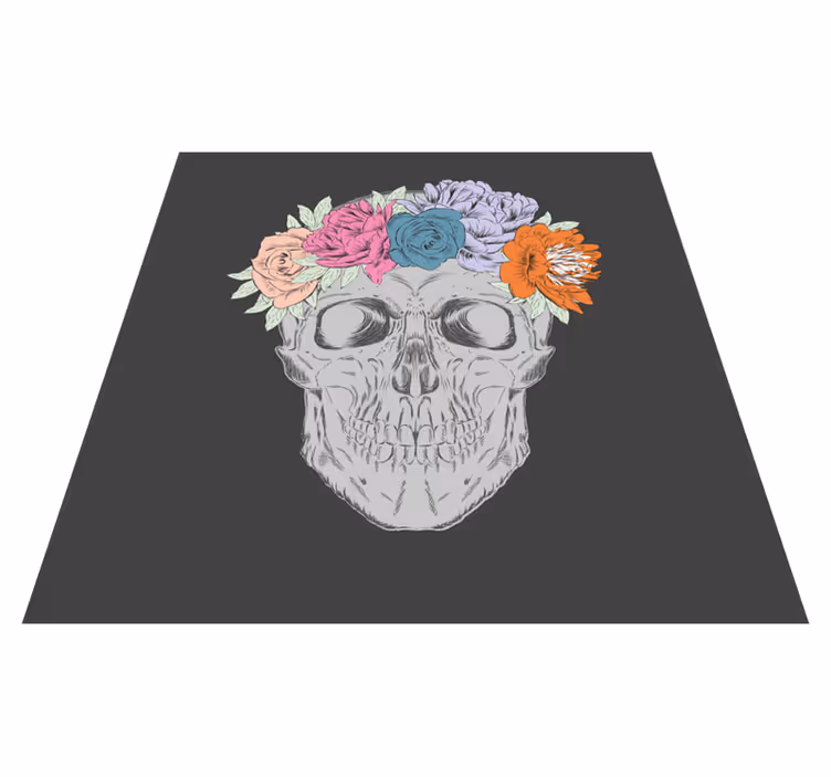 Tapete vinílico juvenil arte de caveira floral - TenStickers