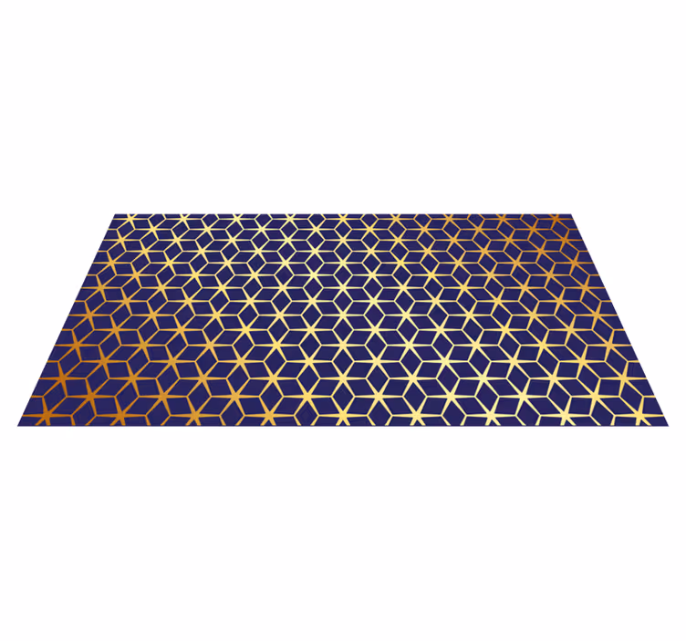 Tapete moderno azul marinho com padrão de linhas douradas - TenStickers