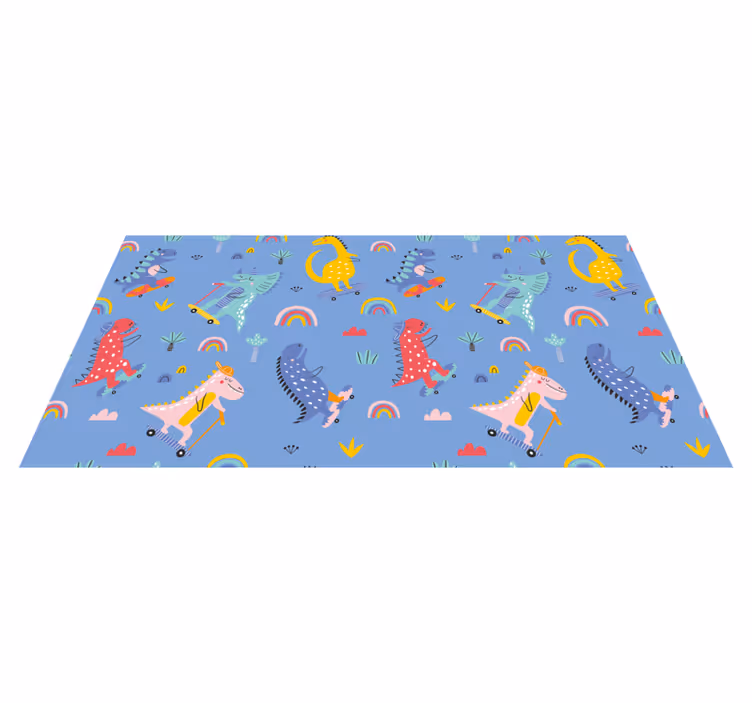 Bonito skatista dinossauros crianças tapete de vinil - TenStickers