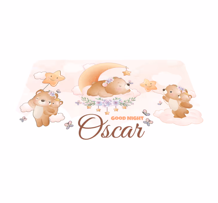 Urso fofo para menino com nome tapete de jogo de bebê - TenStickers