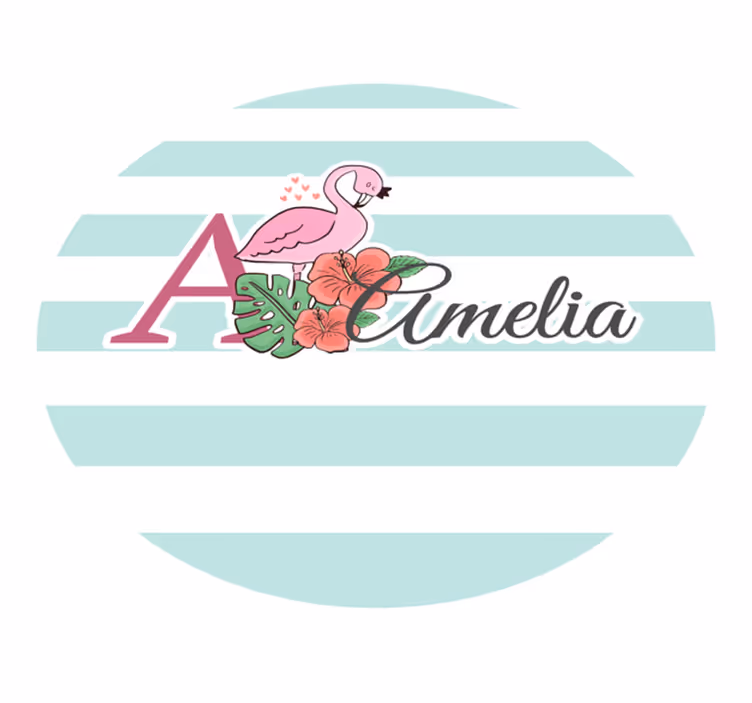 Animais fofos flamingo com o nome tapete de jogo de bebê - TenStickers