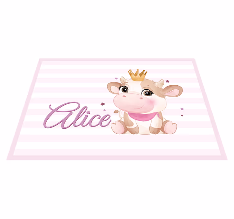 Tapete vinílico com nome personagem vaca fofa - TenStickers