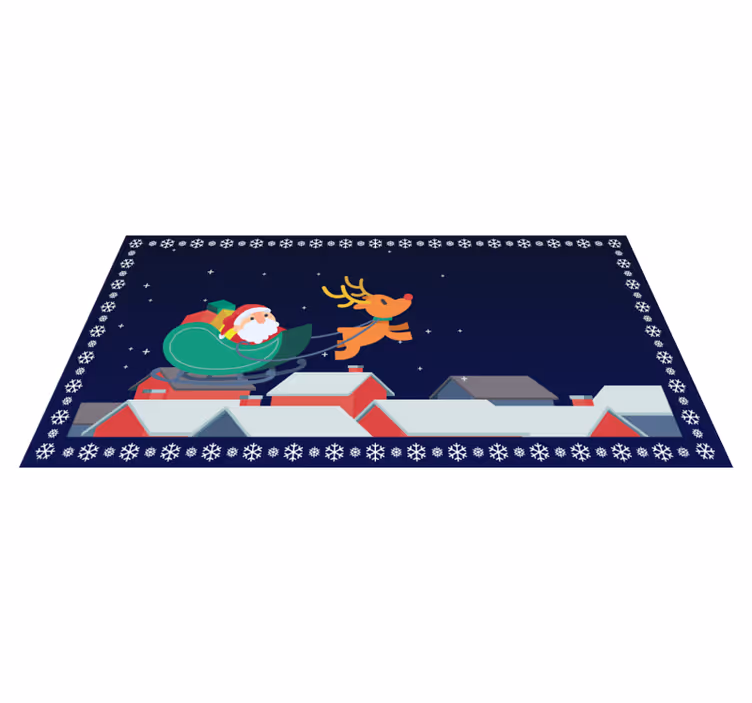 Papai noel em seu trenó com tapete de natal de rena - TenStickers