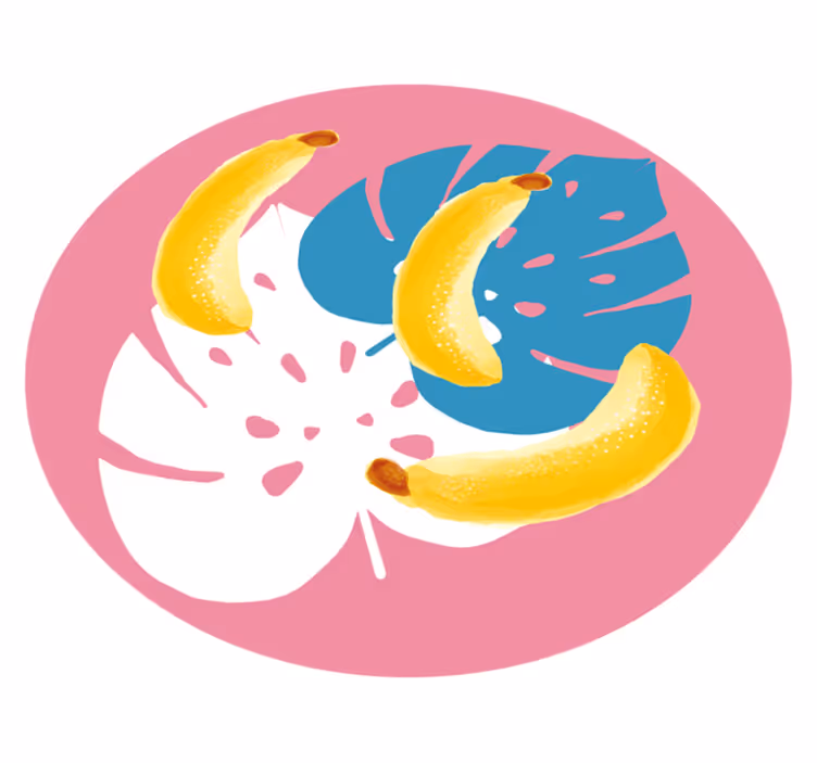 Banana no tapete vintage com fundo rosa - TenStickers