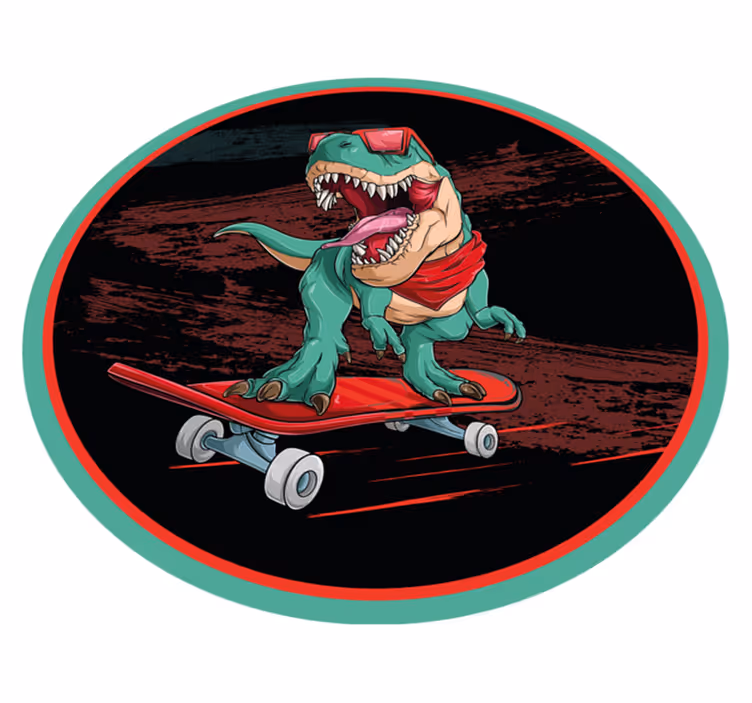 Tapete vinílico juvenil dinossauro skatista legal - TenStickers
