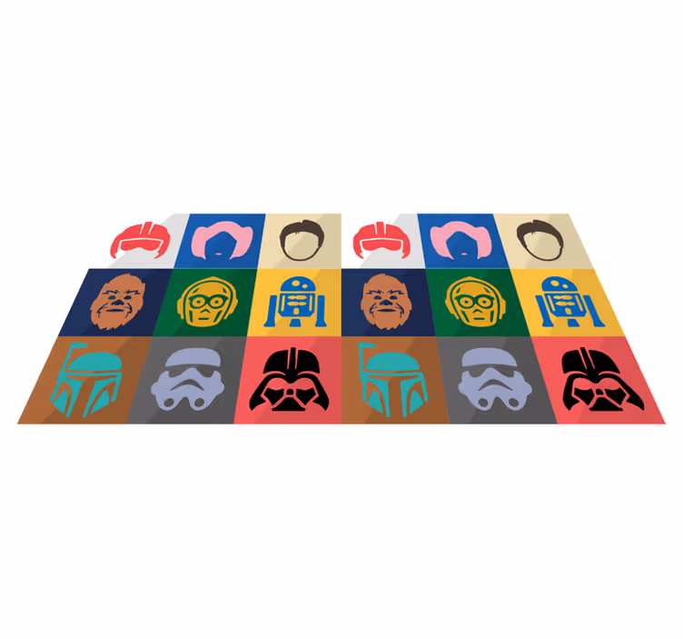 Tapete vinílico juvenil rostos de personagens de filmes - TenStickers
