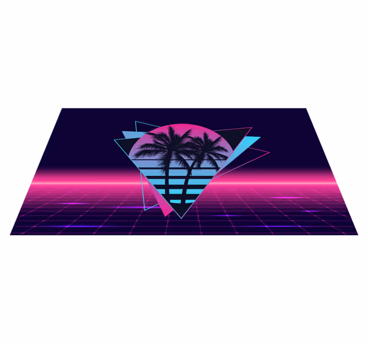 Tapete vintage em palmeira estilo vaporwave - TenStickers