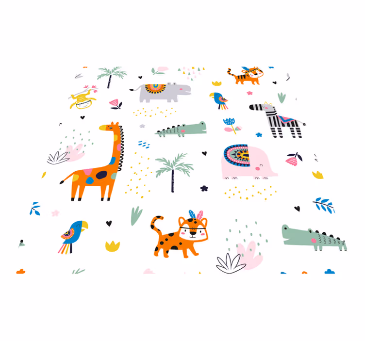 Tapete vinílico bebé tema safari alegre - TenStickers