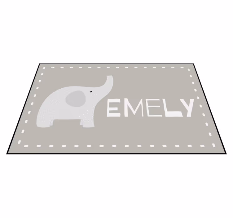 Elefante bebê cinza com nome tapete de jogo de bebê - TenStickers