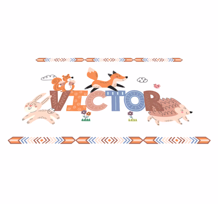 Tapete vinil com nome criaturas personalizáveis - TenStickers