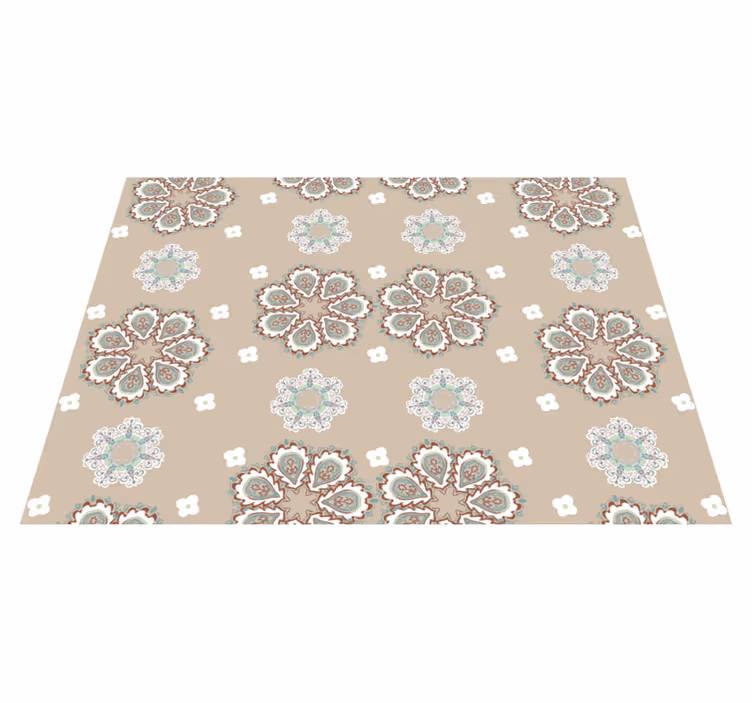 Tapete vinílico bege padrão elegante floral em mosaico - TenStickers
