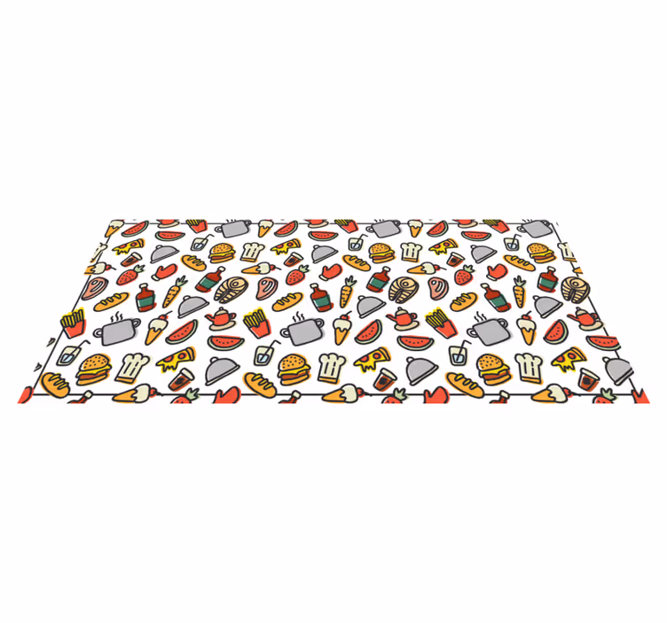 Tapete vinil moderno Padrão de ícones de comida - TenStickers