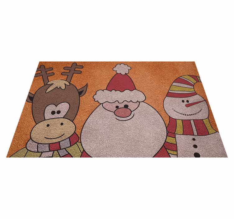 Tapete vinil do Natal rena do Papai Noel e boneco de neve - TenStickers