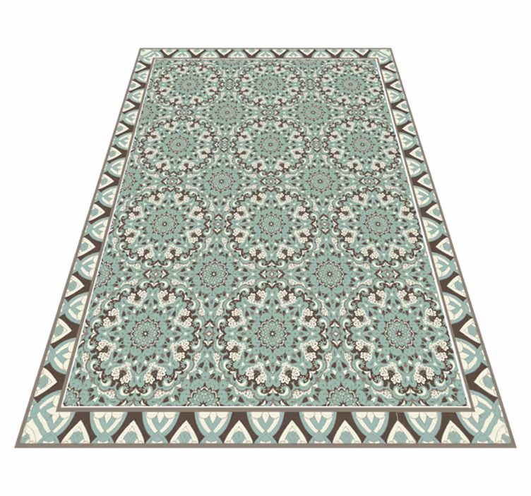 Tapete vinílico para sala de jantar padrão de azulejo floral - TenStickers