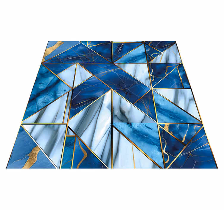 Tapete de vinil mármore azul geométrico e efeito dourado - TenStickers