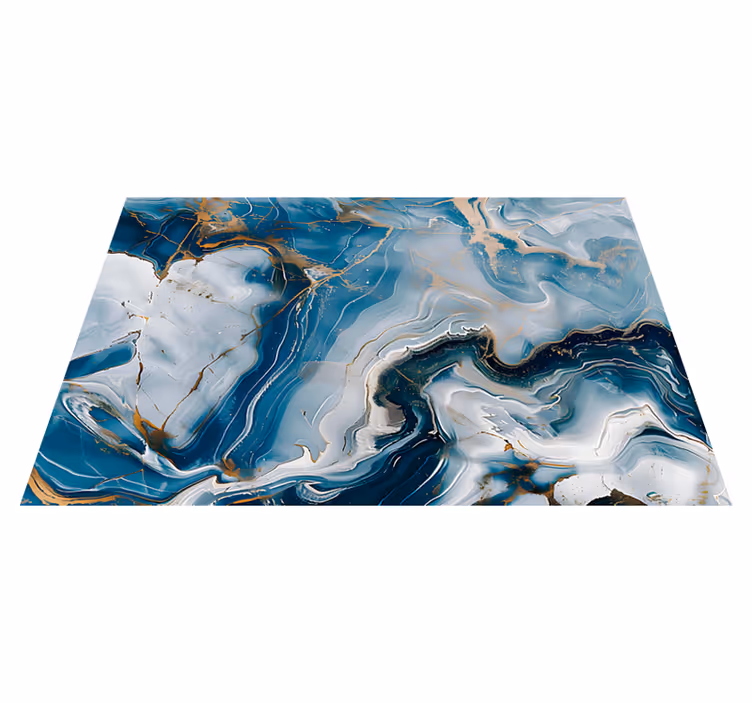 Tapete de vinil mármore cores azul marinho e branco - TenStickers