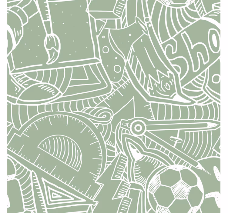 papel de parede infanto juvenil giz escolar verde - TenStickers