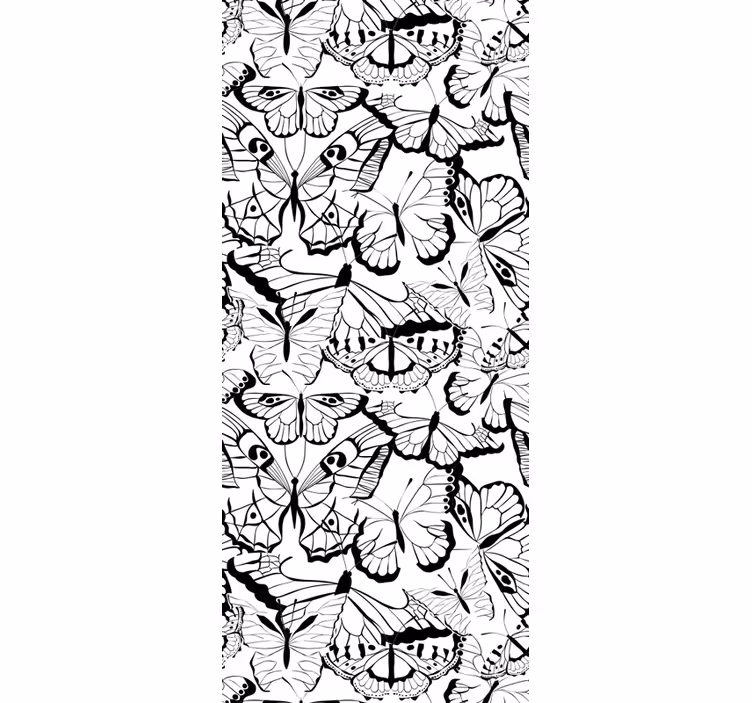 papel de parede borboletas elegante motivo preto e branco - TenStickers