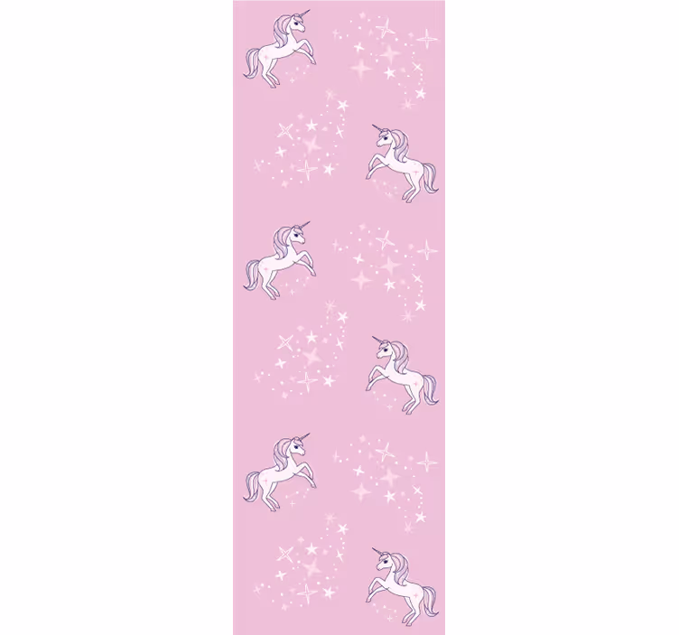 papel de parede infantil unicórnios estrelados rosa - TenStickers