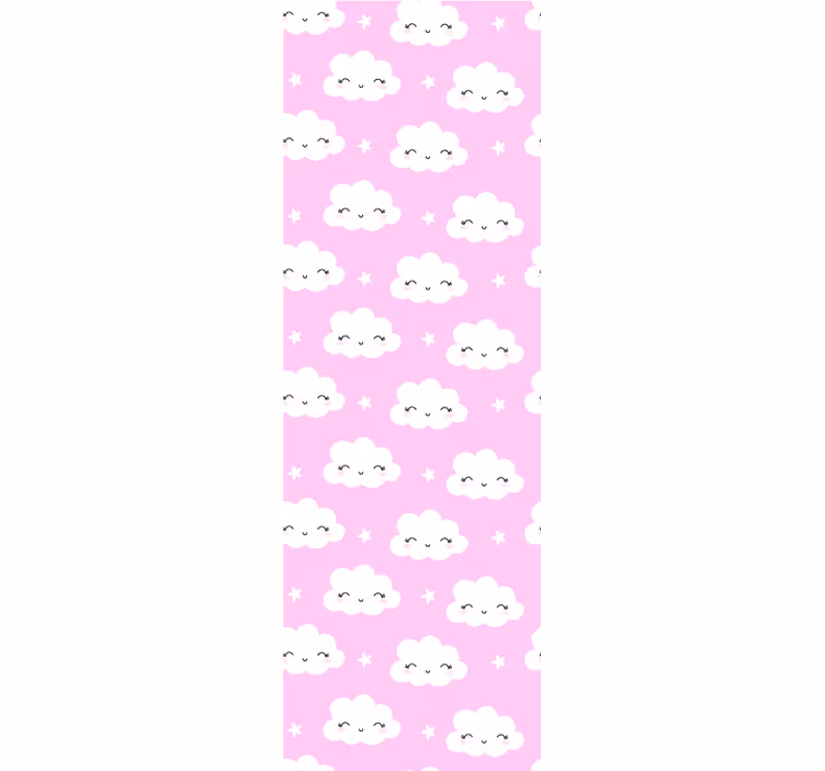 papel de parede infantil rostos de nuvens felizes - TenStickers