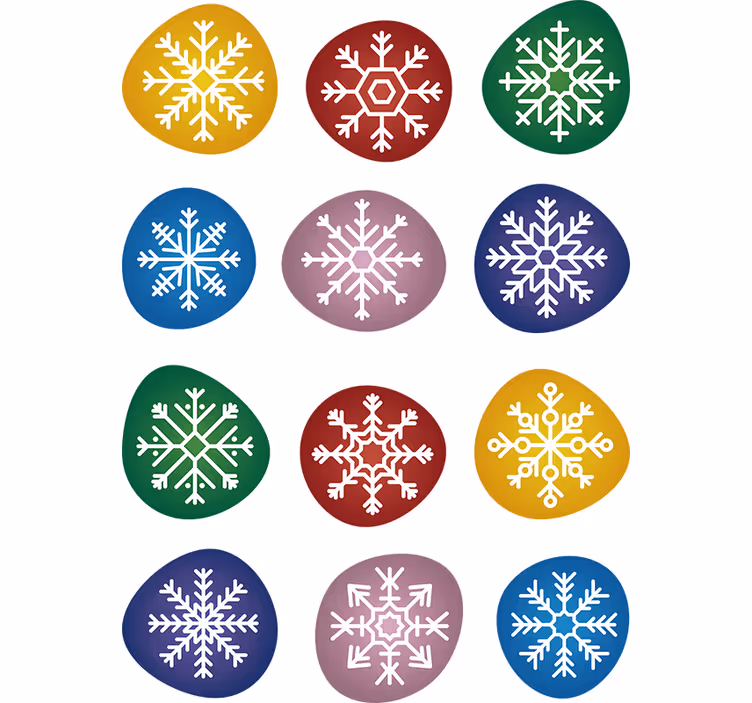 Papel de parede natal flocos de neve coloridos - TenStickers