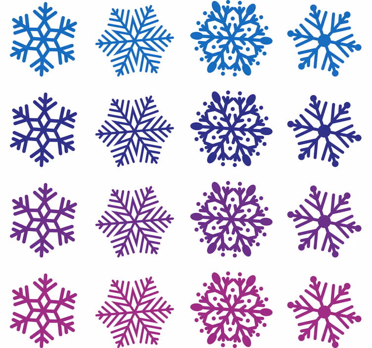 Papel de parede natal flocos de neve roxos e azuis - TenStickers