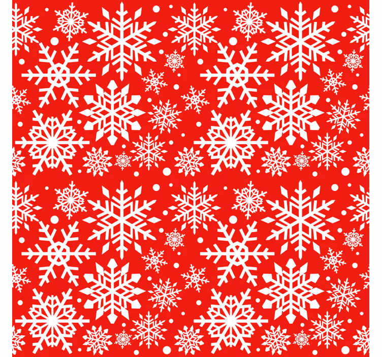 Papel de parede natal flocos de neve vermelhos - TenStickers