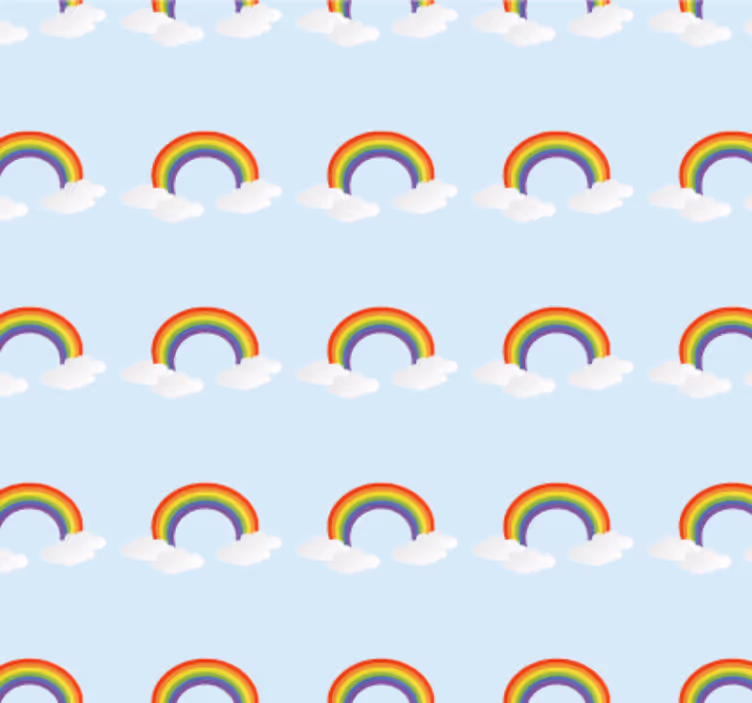 Papel de parede para quarto com arco-íris e nuvens coloridas - TenStickers