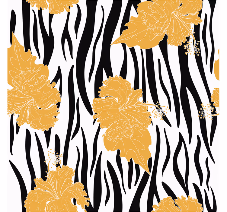 Papel de parede animais flores ornamentais em zebra - TenStickers