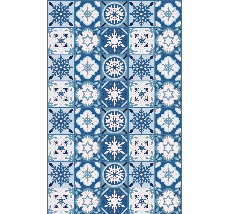 Papel de parede natal azulejos de flocos azuis - TenStickers