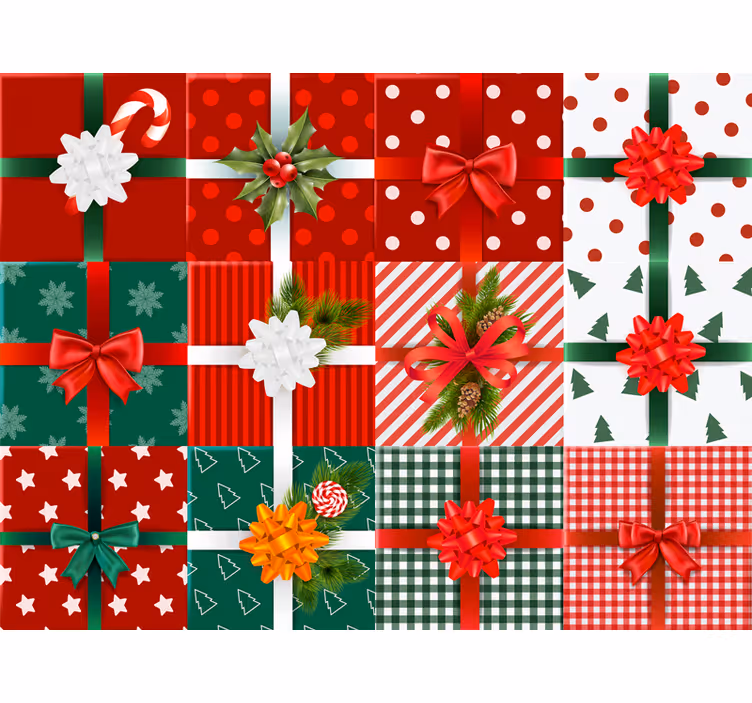 Papel de parede natal padrões de presentes festivos - TenStickers