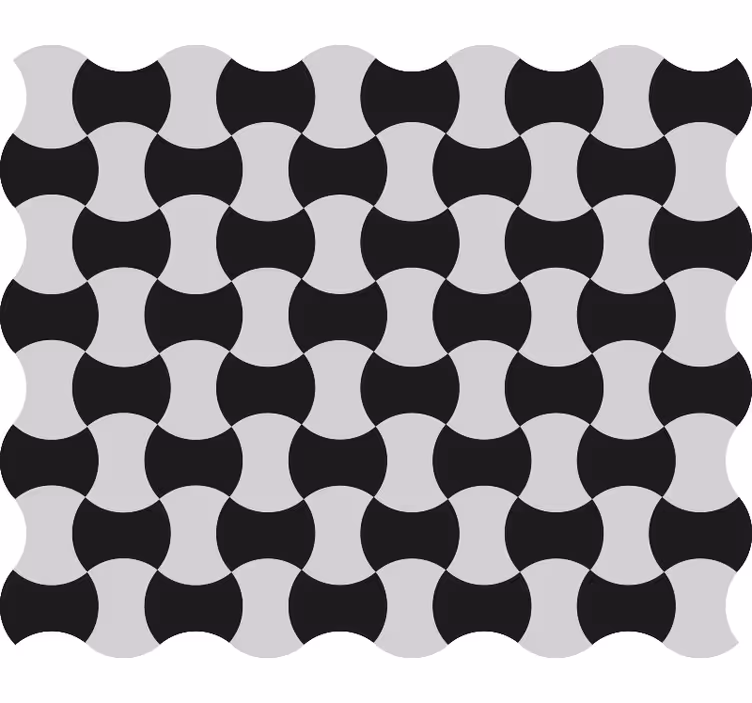 Papel de parede formas geométricas curvas pretas e brancas - TenStickers