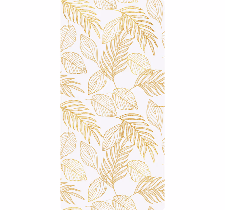 Papel de parede natureza branco com folhas douradas - TenStickers