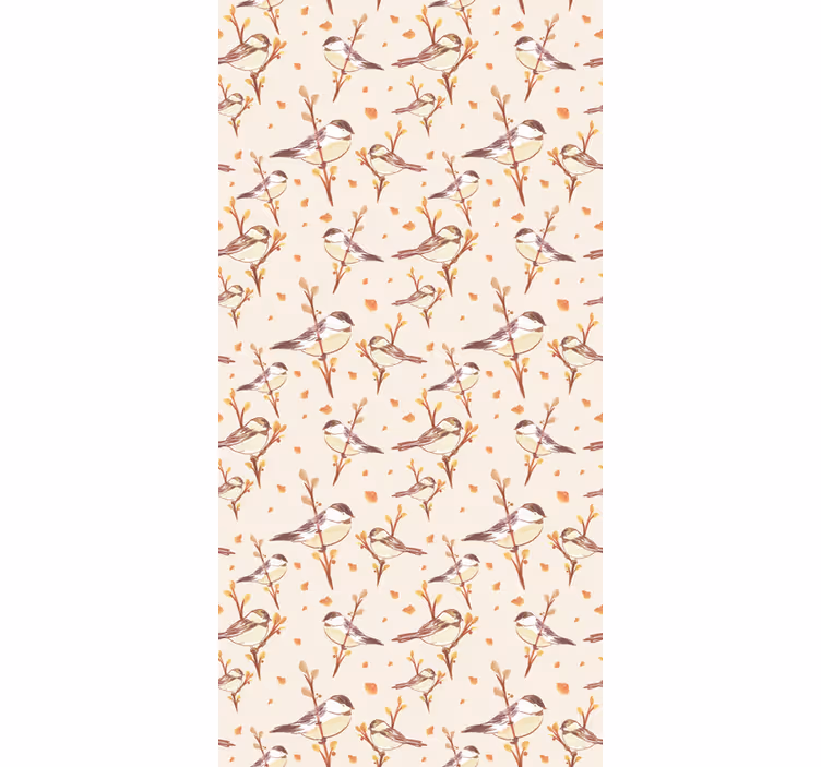 Papel de parede infantil aquarela de pássaros em galhos - TenStickers