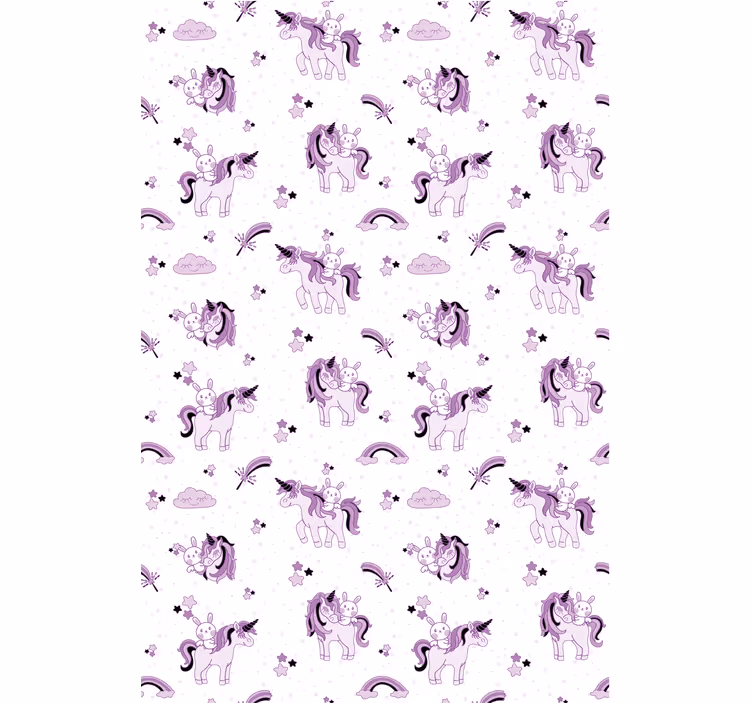 Papel de parede infantil com unicórnios e coelhos - TenStickers