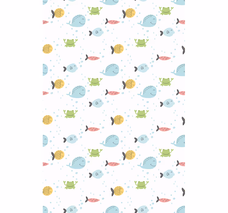 Papel de parede infantil peixes coloridos em fundo branco - TenStickers